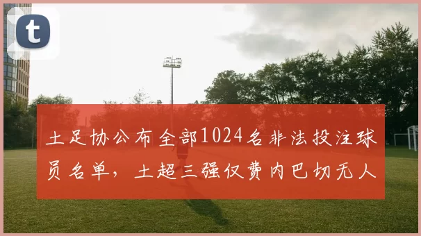 土足协公布全部1024名非法投注球员名单，土超三强仅费内巴切无人上榜